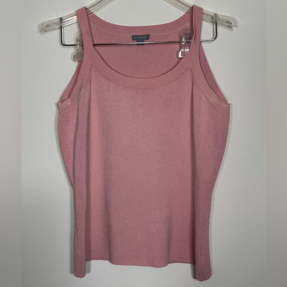 Ann Taylor Blush Rose Pink Knit Shell Tank Top Size M